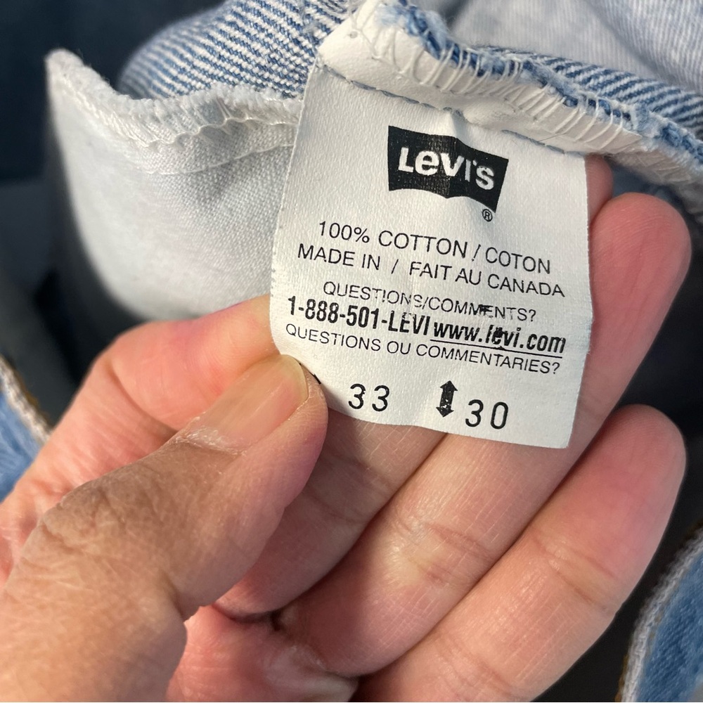 Vintage Levis Cut Off Orange Tab Denim Shorts Blue 33 High Rise Raw Hem Casual - Picture 10 of 16
